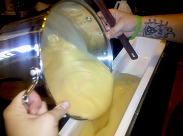 pour soap into mold