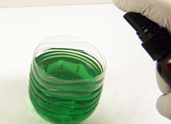 sprits with rubbing alcohol to remove bubbles