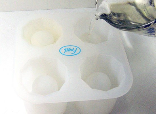pour clear scented soap base into each cavity on silicon mold