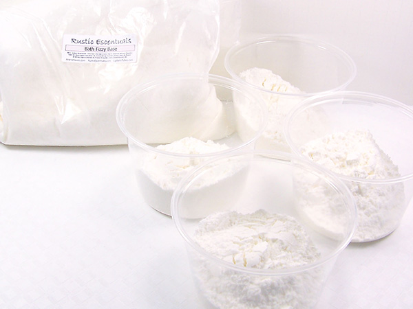 add bath fizzy base to each of the 4 containers