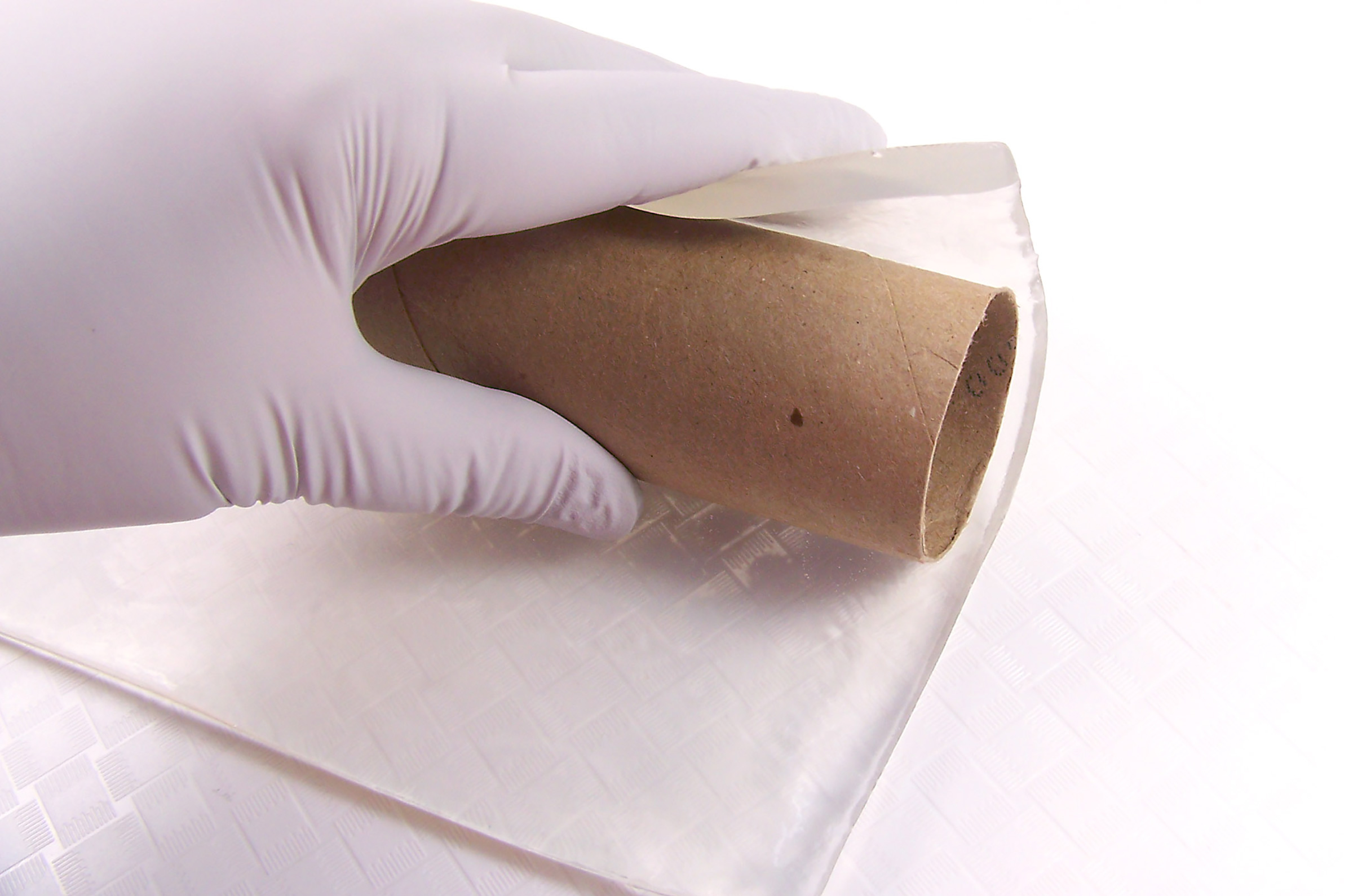 mold soap around paper towel roll and hold in place